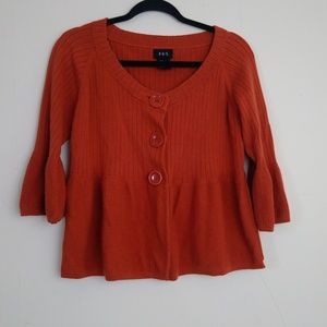 RQT Orange 3/4 Bell Sleeve Button Cardigan Sweater Top